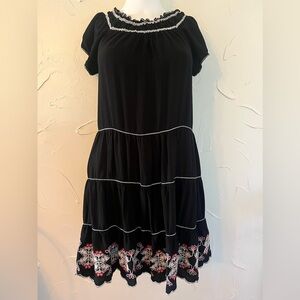 Max Studio Festive Flutter Sleeve Embroidered Tiered Dress SZ S